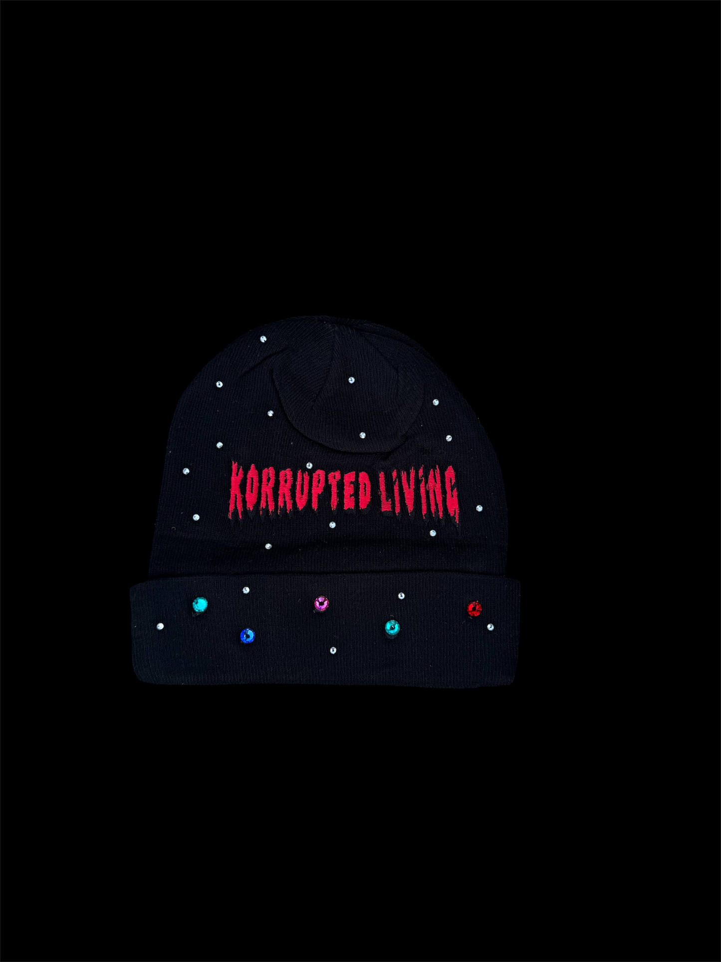 KORRUPTED LIVING RHINESTONE BEANIES
